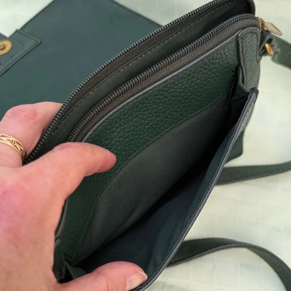 Fossil Teal Green Leather Crossbody Bag
